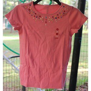 NEW 2005 Gymboree Sugar & Spice Pink Shirt sz 12 Sequin Sprinkles Neckline Tee
